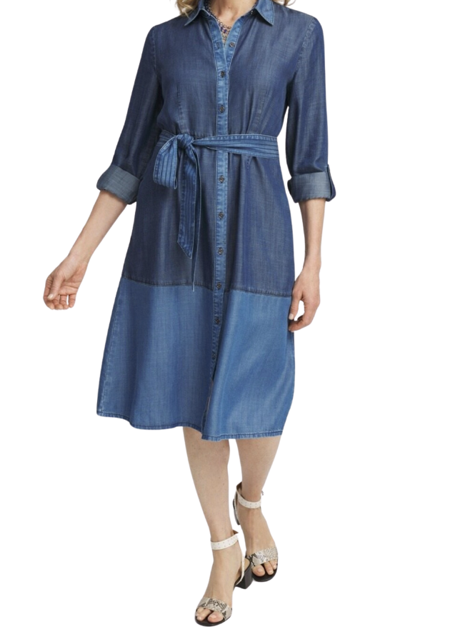 Colorblock Chambray Dress